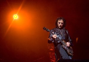Tony Iommi of British heavy metal group 'Heaven and Hell' on stage during concerts in Oslo